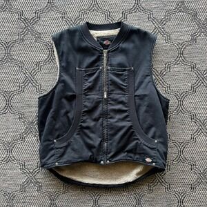 Dickies Vest Mens XL Black Rugged Workwear Canvas Sherpa Lined Utility